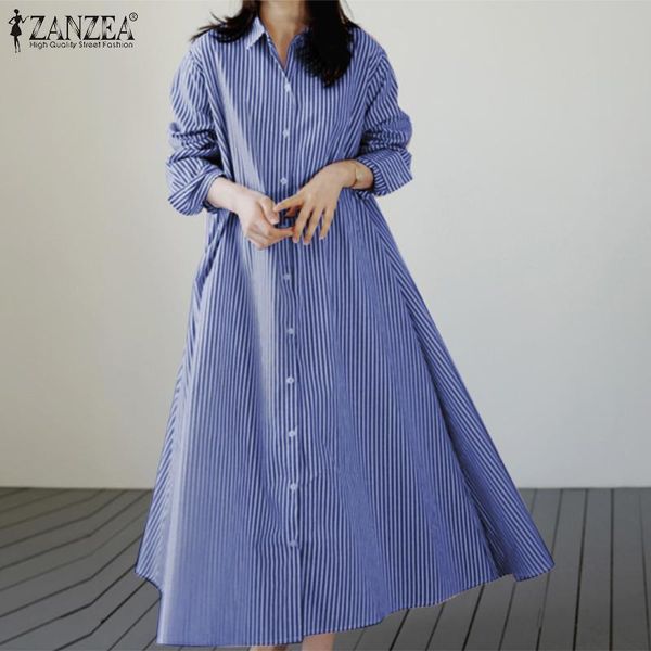 casual dresses zanzea 2021 women striped dress summer spring long maxi sleeve tunic button lapel vestidos plus size -5xl, Black;gray
casual dresses zanzea 2021 women striped dress summer spring long maxi sleeve tunic button lapel vestidos plus size -5xl, Black;gray
