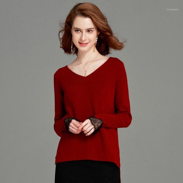 2019 autumn and winter new cashmere sweater lace stitching v-neck ladies sweater short long-sleeved shirt1, White;black
2019 autumn and winter new cashmere sweater lace stitching v-neck ladies sweater short long-sleeved shirt1, White;black