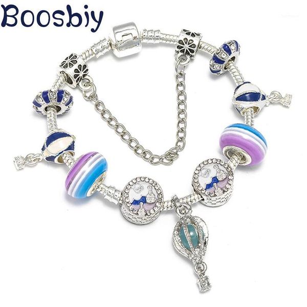 boosbiy silver plated charm bracelet & bangle with blue balloon beads diy brand jewelry gift for women dropshipping1, Golden;silver
boosbiy silver plated charm bracelet & bangle with blue balloon beads diy brand jewelry gift for women dropshipping1, Golden;silver