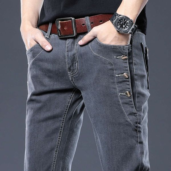 mens designer jeans for winter thickened small foot elastic slim fit men's korean fashion high end versatile casual pants, Blue
mens designer jeans for winter thickened small foot elastic slim fit men's korean fashion high end versatile casual pants, Blue