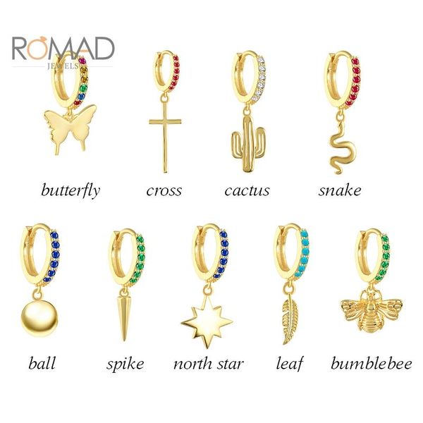 hoop & huggie romad 925 sterling silver diamond hoops earrings women luxury cross butterfly bee pendant earring aretes de mujer, Golden;silver
hoop & huggie romad 925 sterling silver diamond hoops earrings women luxury cross butterfly bee pendant earring aretes de mujer, Golden;silver