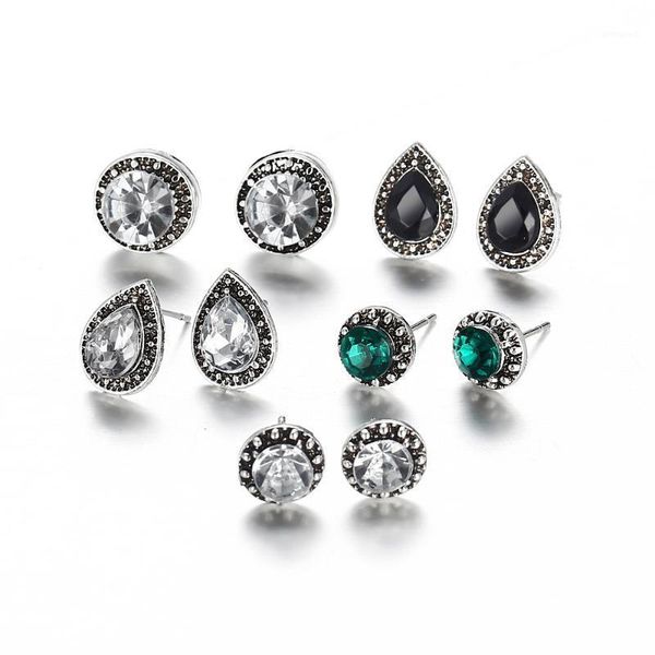 stud 5 pairs of earrings european and american cross-border dazzling blue white black crystal bohemian wind earrings1, Golden;silver
stud 5 pairs of earrings european and american cross-border dazzling blue white black crystal bohemian wind earrings1, Golden;silver