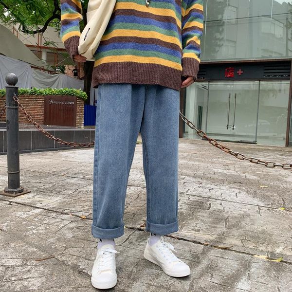 spring autumn hong kong style new trendy brand straight jeans korean loose casual ankle length pants light-colored men's pants, Blue
spring autumn hong kong style new trendy brand straight jeans korean loose casual ankle length pants light-colored men's pants, Blue