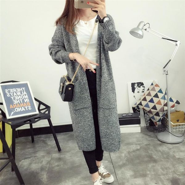autumn winter pockets woolen warm knitted open stitch long outerwear loose women female sweater1, White
autumn winter pockets woolen warm knitted open stitch long outerwear loose women female sweater1, White