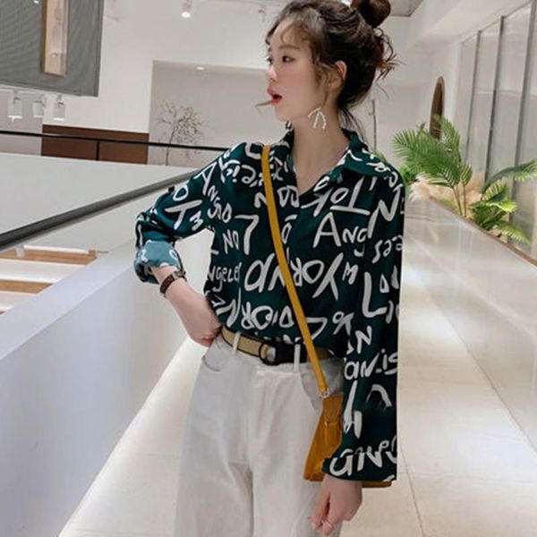 women blouses autumn letters printed turn-down collar casual ladies long sleeve vintage office fashion shirts, White
women blouses autumn letters printed turn-down collar casual ladies long sleeve vintage office fashion shirts, White
