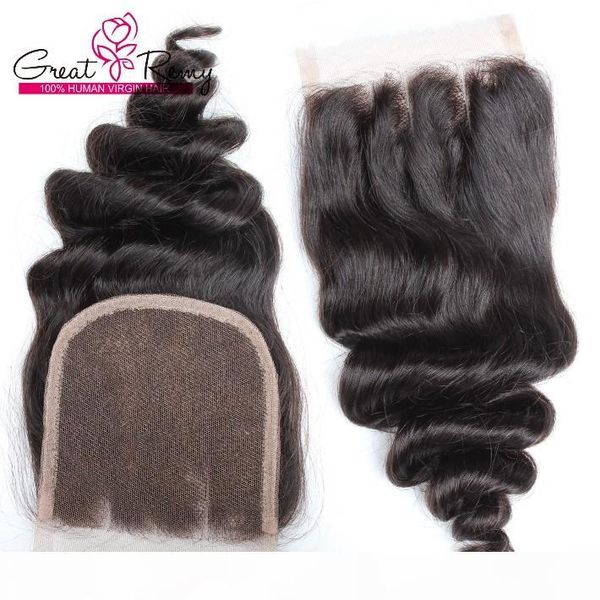 

unprocessed indian human hair remy loose wave lace closure 3 way part 4*4 hairpieces natural color dyeable for black women very popular