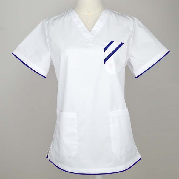 plug size s-4xl scrub short-sleeved nursing uniforms v neck color blocking laboratory clothing spa beauty salon workwear, White
plug size s-4xl scrub short-sleeved nursing uniforms v neck color blocking laboratory clothing spa beauty salon workwear, White