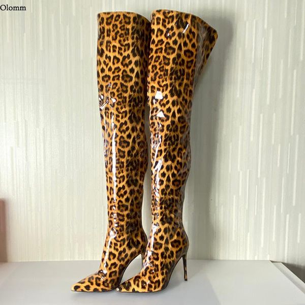 olomm handmade women shiny thigh high boots stiletto heels pointed toe gorgeous leopard night club shoes women plus us size 5-15, Black
olomm handmade women shiny thigh high boots stiletto heels pointed toe gorgeous leopard night club shoes women plus us size 5-15, Black