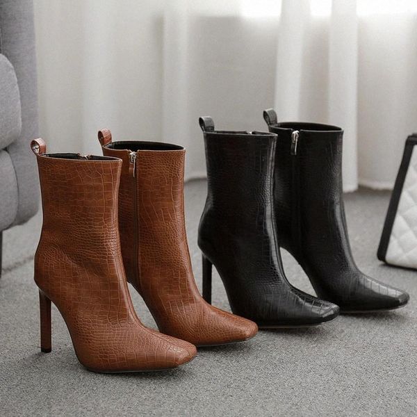 fashion women 10.5cm high heels fetish boots stone pattern stiletto shoes luxury leather ankle boots square toe chunky shoes #lo2n, Black
fashion women 10.5cm high heels fetish boots stone pattern stiletto shoes luxury leather ankle boots square toe chunky shoes #lo2n, Black