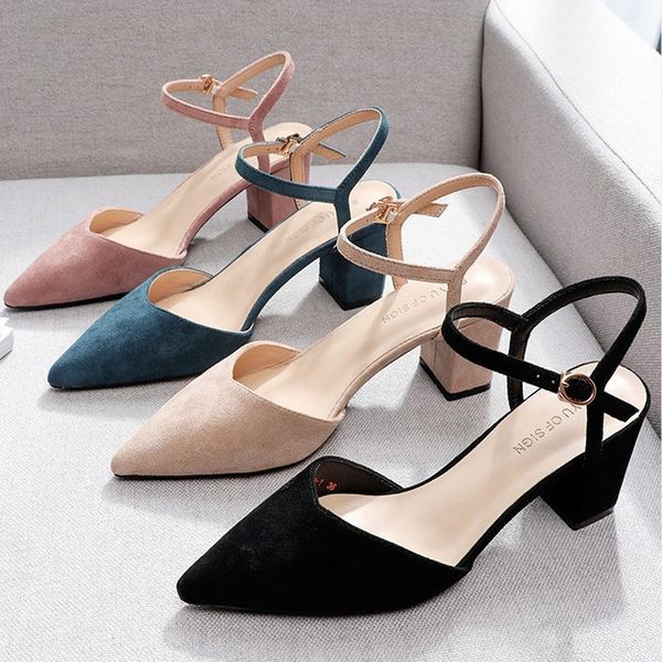 shoes woman 2019 square hight heels pointed toe solid flock pumps female casual sandals ankle straps wedding party shoe t200525, Black
shoes woman 2019 square hight heels pointed toe solid flock pumps female casual sandals ankle straps wedding party shoe t200525, Black