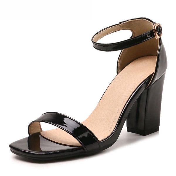 women shoes summer sandals thick heel red bridal shoes patent leather buckle extreme high heel ankle strap sandals 3-12, Black
women shoes summer sandals thick heel red bridal shoes patent leather buckle extreme high heel ankle strap sandals 3-12, Black