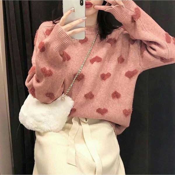 women heart sweater pink o-neck long sleeve warm imitation water velet kawaii sweater loose pullover korean style jersey mujer, White;black
women heart sweater pink o-neck long sleeve warm imitation water velet kawaii sweater loose pullover korean style jersey mujer, White;black