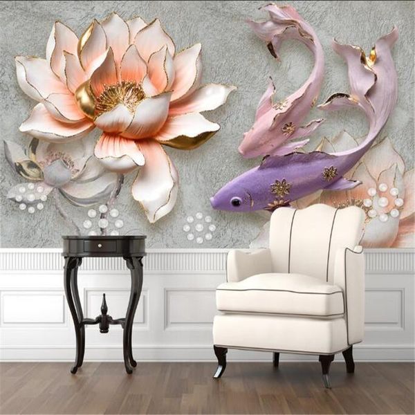 custom chinese 3d relief lotus fish p wallpapers for living room tv background walls 3d wall cloth wall papers home decor1
custom chinese 3d relief lotus fish p wallpapers for living room tv background walls 3d wall cloth wall papers home decor1