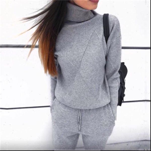 2021 autumn and winter explosions sportswear high collar sweater knit pants suit casual womens two piece suit, Gray
2021 autumn and winter explosions sportswear high collar sweater knit pants suit casual womens two piece suit, Gray