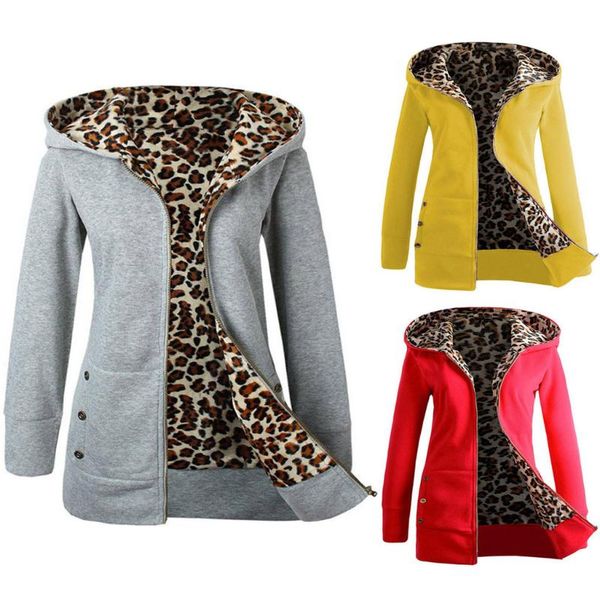 women's jackets 2021 women coats plus velvet thicker hooded sweatshirt leopard zipper loose soft winter female jacket coat overcoat out, Black;brown
women's jackets 2021 women coats plus velvet thicker hooded sweatshirt leopard zipper loose soft winter female jacket coat overcoat out, Black;brown
