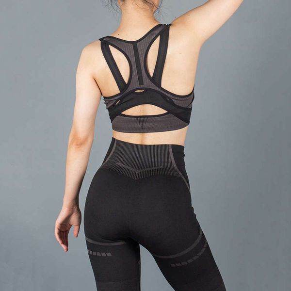 fitness new style sportswear women's stripe seamless hip lifting tight pants bra yoga suit, Gray
fitness new style sportswear women's stripe seamless hip lifting tight pants bra yoga suit, Gray
