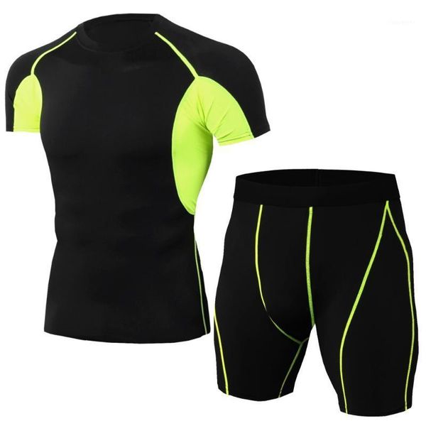 running sets men compression jogging suits short sleeve sport wear shirts and shorts gym clothing training set1, Black;blue
running sets men compression jogging suits short sleeve sport wear shirts and shorts gym clothing training set1, Black;blue