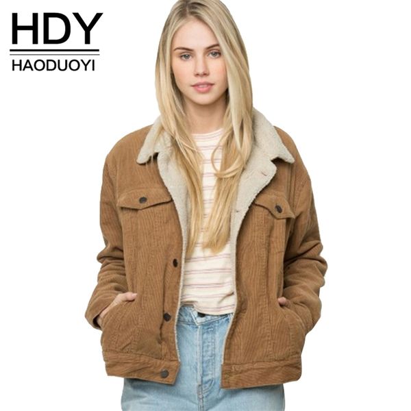 hdy haoduoyi winter casual brown corduroy long sleeve turn-down collar denim jacket single breasted basic women warm cotton coat y200101, Black;brown
hdy haoduoyi winter casual brown corduroy long sleeve turn-down collar denim jacket single breasted basic women warm cotton coat y200101, Black;brown