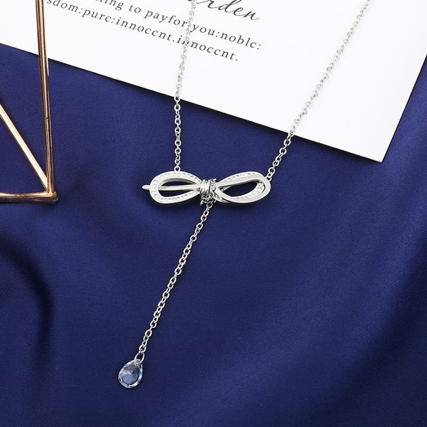 factory non-fading bowknot titanium steel necklace lady temperament choker 45cm necklace, Silver
factory non-fading bowknot titanium steel necklace lady temperament choker 45cm necklace, Silver