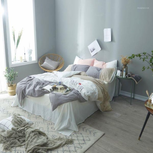 bedding sets 100%cotton soft white gray bed sheet fitted set duvet cover king twin size parure de li1
bedding sets 100%cotton soft white gray bed sheet fitted set duvet cover king twin size parure de li1