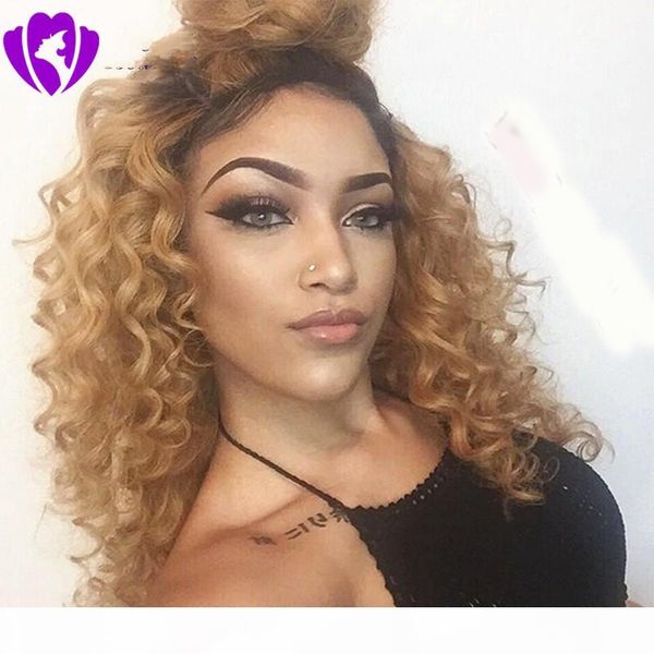 180density full kinky curly synthetic wig heat resistant ombre blonde brazilian full lace front wigs for women with baby hair, Black
180density full kinky curly synthetic wig heat resistant ombre blonde brazilian full lace front wigs for women with baby hair, Black