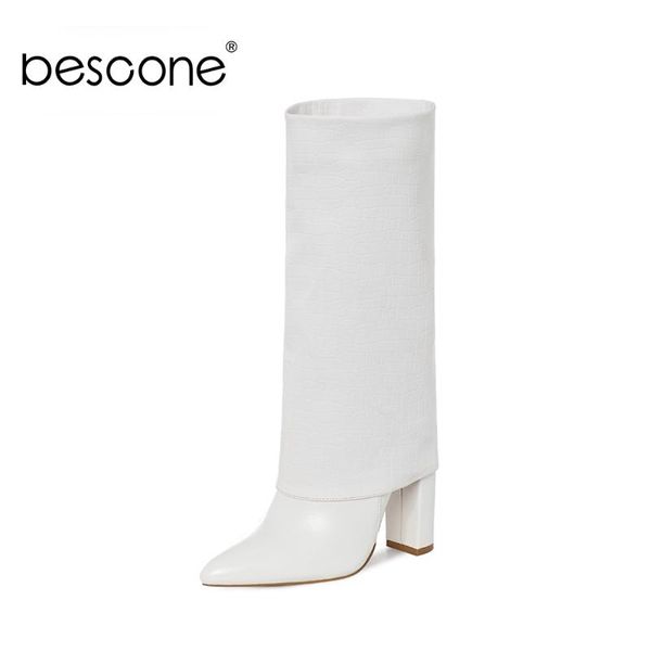 bescone winter mid-calf boots woman crocodile pattern leather pointed toe super high square heel western boots lady shoe bm622, Black
bescone winter mid-calf boots woman crocodile pattern leather pointed toe super high square heel western boots lady shoe bm622, Black