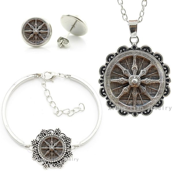 vintage dharma wheel glass dome buddhist wheel jewelry sets dharma chakra spiritual faith necklace earrings bracelet set ht067, Silver
vintage dharma wheel glass dome buddhist wheel jewelry sets dharma chakra spiritual faith necklace earrings bracelet set ht067, Silver