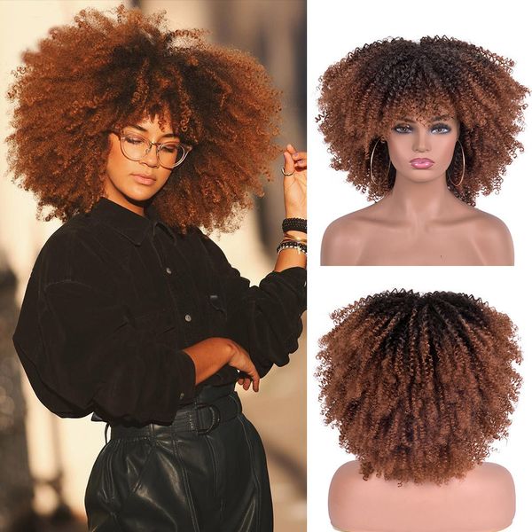 short afro kinky curly wigs with bangs for black women african synthetic omber glueless cosplay wigs high temperature wig
short afro kinky curly wigs with bangs for black women african synthetic omber glueless cosplay wigs high temperature wig