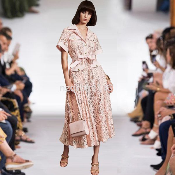 casual dresses catwalk spring and summer women's suit collar short sleeve pink lace up medium long temperament dress, Black;gray
casual dresses catwalk spring and summer women's suit collar short sleeve pink lace up medium long temperament dress, Black;gray