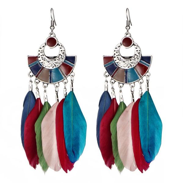 foreign trade new accessories european and american retro fashion fan-shaped earrings national style feather earrings long style, Silver
foreign trade new accessories european and american retro fashion fan-shaped earrings national style feather earrings long style, Silver