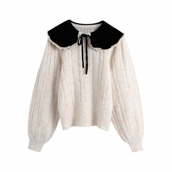 2021 new women autumn winter cropped knitted sweater woman contrast bow velvet peter-pan-collar long puff sleeve pullover if70, White;black
2021 new women autumn winter cropped knitted sweater woman contrast bow velvet peter-pan-collar long puff sleeve pullover if70, White;black
