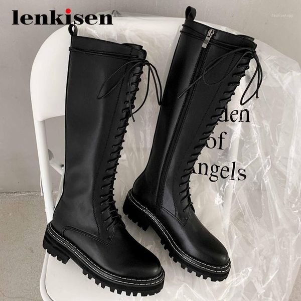 boots lenkisen motorcycle natural leather platform coolest round toe thick med heel zipper young girls cozy knee high l801, Black
boots lenkisen motorcycle natural leather platform coolest round toe thick med heel zipper young girls cozy knee high l801, Black