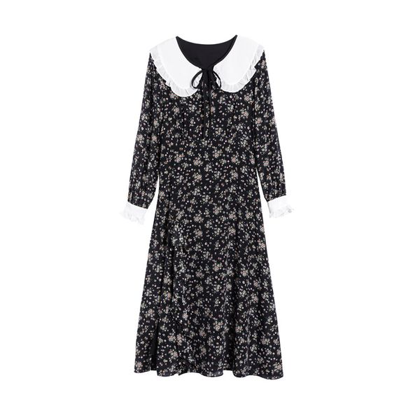 2021 women summer runway long sleeves dress ladies cute peter pan collar flower print fashion party silk dresses vestdios, Black;gray
2021 women summer runway long sleeves dress ladies cute peter pan collar flower print fashion party silk dresses vestdios, Black;gray