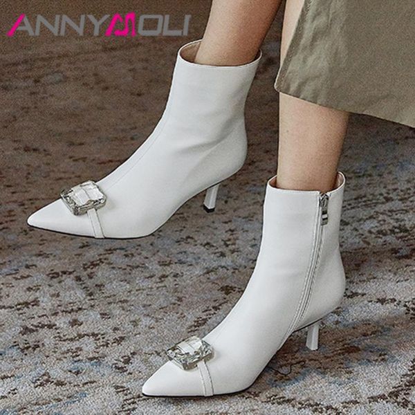 boots annymoli crystal genuine leather high heel ankle women shoes pointed toe thin zip short lady autumn winter 40, Black
boots annymoli crystal genuine leather high heel ankle women shoes pointed toe thin zip short lady autumn winter 40, Black