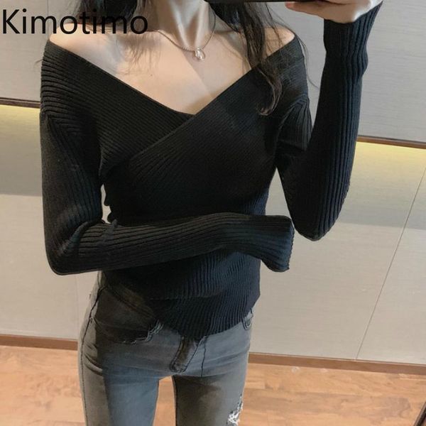 kimotimo knitted v-neck criss cross solid long sleeve elegant bodycon 2020 fashion party club korean women sweater, White;black
kimotimo knitted v-neck criss cross solid long sleeve elegant bodycon 2020 fashion party club korean women sweater, White;black