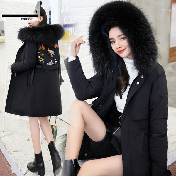 jacket 2020 parka winter women clothes down cotton long coat embroidery korean warm parkas large fur collar coats kj20251, Black
jacket 2020 parka winter women clothes down cotton long coat embroidery korean warm parkas large fur collar coats kj20251, Black