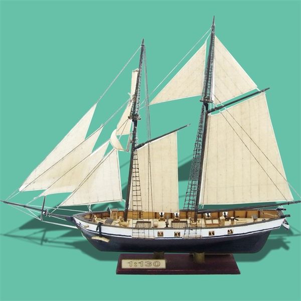 1:130 Scale Sailboat Model 380x130x270mm Diy Ship Assembly Model Kits Classical Handmade Wooden Sailing Boats Children Toys Gift Y200413