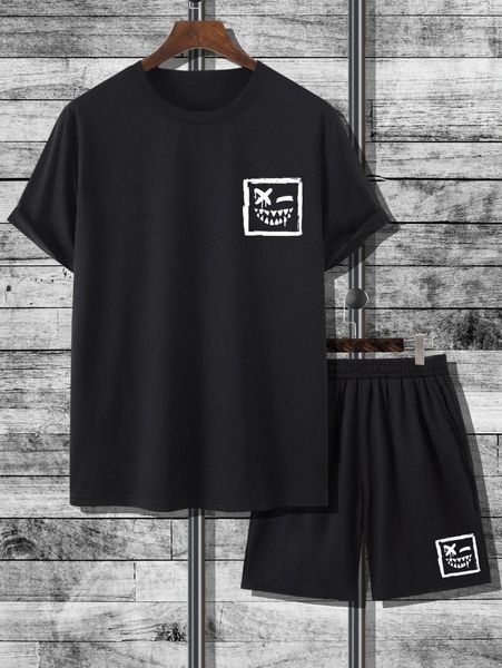 men expression print tee & shorts n37h#, Gray
men expression print tee & shorts n37h#, Gray