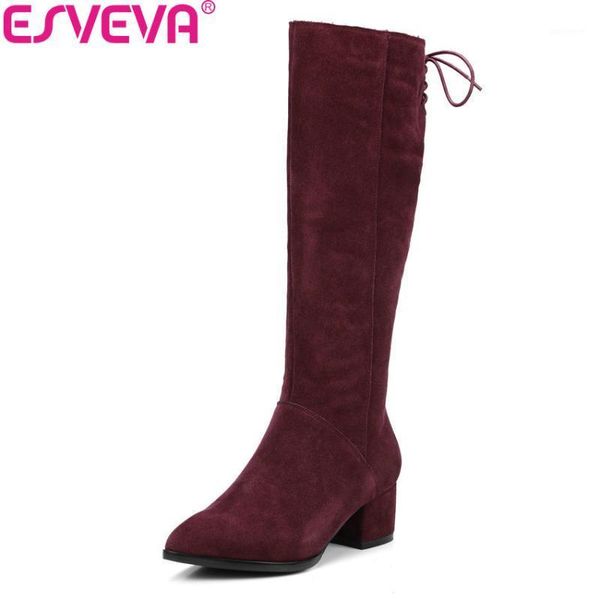 esveva 2020 women boots handmade over the knee boots cow suede+pu pointed toe square high heels warm fur ladies size 34-391, Black
esveva 2020 women boots handmade over the knee boots cow suede+pu pointed toe square high heels warm fur ladies size 34-391, Black