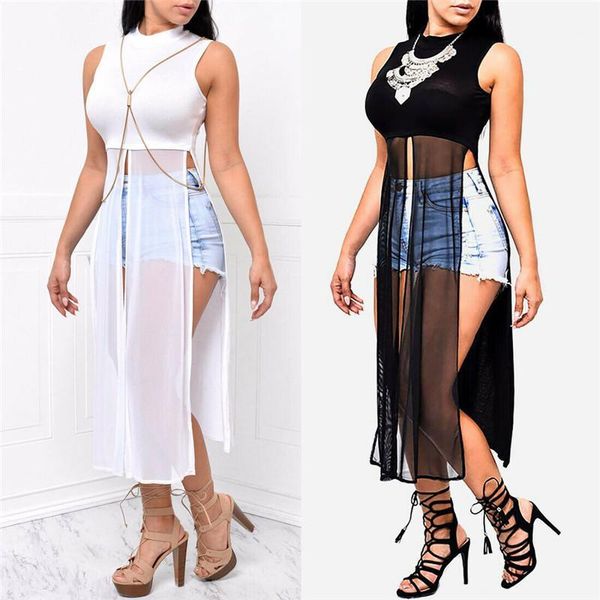 retro women sleeveless splice mesh blouse chiffon skinny bodycon party club soft casual evening split long shirt 2019 new1, White
retro women sleeveless splice mesh blouse chiffon skinny bodycon party club soft casual evening split long shirt 2019 new1, White