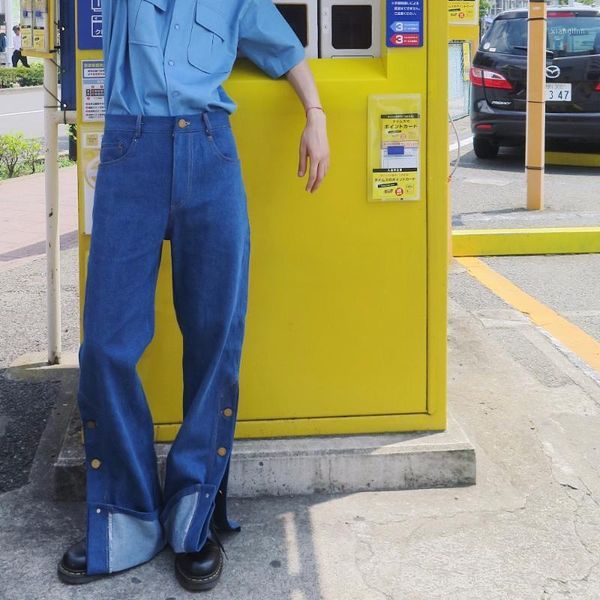 xs-2xloriginal custom men's autumn and winter pants legs open fork folding wash vintage flared jeans.1, Blue
xs-2xloriginal custom men's autumn and winter pants legs open fork folding wash vintage flared jeans.1, Blue