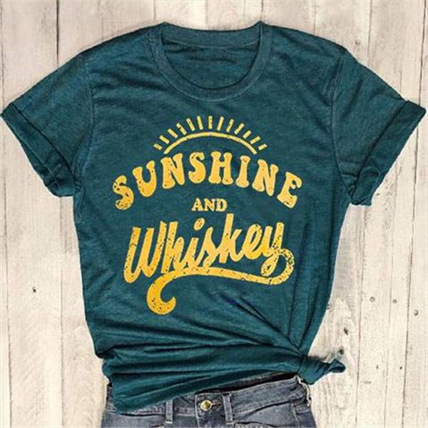 women t shirt short sleeve dark green tee sunshine and whiskey print o neck t shirt 2020 summer casual female, White
women t shirt short sleeve dark green tee sunshine and whiskey print o neck t shirt 2020 summer casual female, White