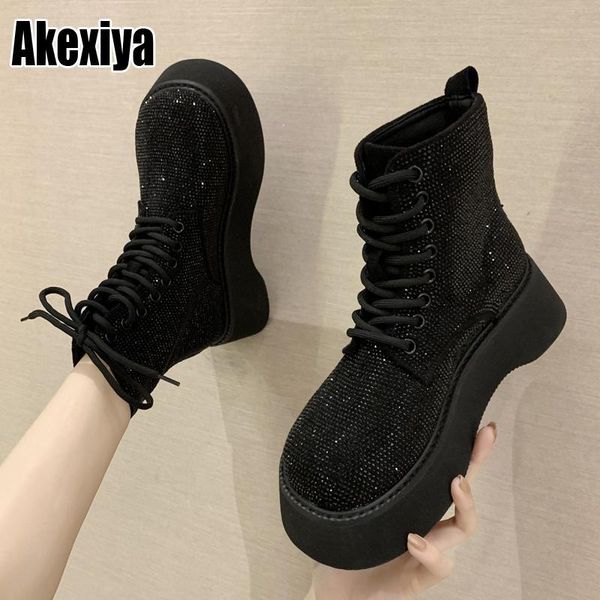 boots punk gothic style lace up platform ankle bling rhinestone women booties campus sweet student shoes mujer zapatos p164, Black
boots punk gothic style lace up platform ankle bling rhinestone women booties campus sweet student shoes mujer zapatos p164, Black