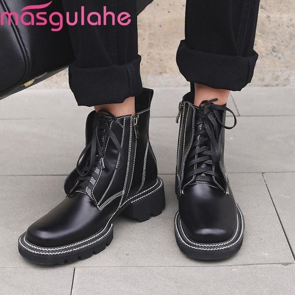 masgulahe 2020 women brand boots genuine leather boots med heels square toe lace up ankle black1, Black
masgulahe 2020 women brand boots genuine leather boots med heels square toe lace up ankle black1, Black