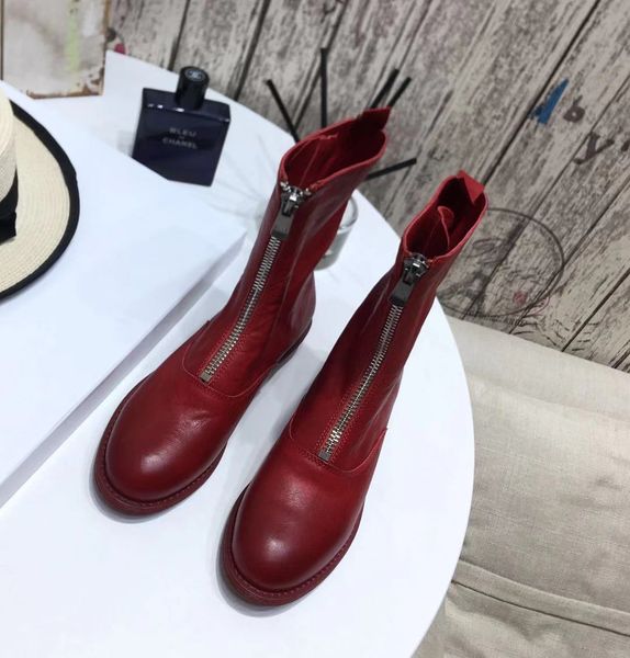 designer womens boots luxury red front sliver zipper leather round head high heel boots with box size 35-40, Black
designer womens boots luxury red front sliver zipper leather round head high heel boots with box size 35-40, Black