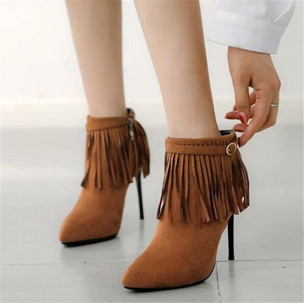 boots pxelena stiletto high heels fringe ladies shoes party dress office date pointed toe flock women tassel ankle, Black
boots pxelena stiletto high heels fringe ladies shoes party dress office date pointed toe flock women tassel ankle, Black