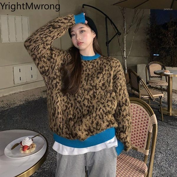 korean women long sleeve fall winter contrast leopard pullover sweater knit fashion jumper vintage cute loose knitwear pull1, White;black
korean women long sleeve fall winter contrast leopard pullover sweater knit fashion jumper vintage cute loose knitwear pull1, White;black