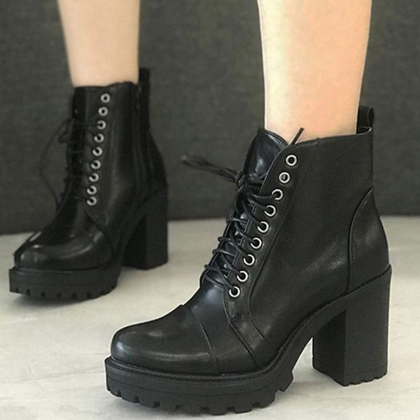 2020 platform square high heels lace up fashion ankle boots shoes women fashion casual boots, Black
2020 platform square high heels lace up fashion ankle boots shoes women fashion casual boots, Black