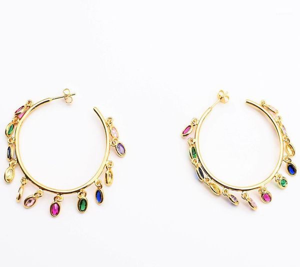 42mm women's gold circle with colorful oval decoration, fashion style earrings for woman christmas gift 1 pair1, Golden;silver
42mm women's gold circle with colorful oval decoration, fashion style earrings for woman christmas gift 1 pair1, Golden;silver