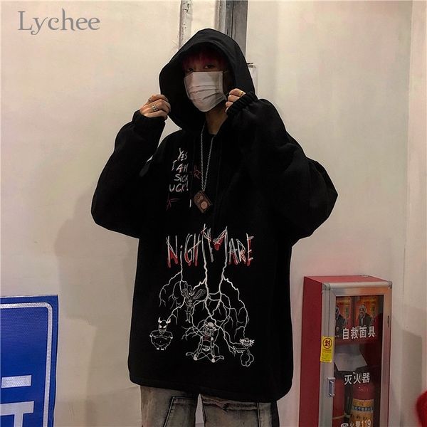 lychee harajuku loose casual female hoodies pullovers graffiti devil letter women hooded sweatshirt autumn lady sweatshirts 201203, Black
lychee harajuku loose casual female hoodies pullovers graffiti devil letter women hooded sweatshirt autumn lady sweatshirts 201203, Black